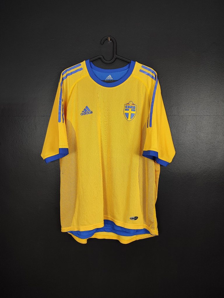 Koszulka piłkarska reprezentacji Szwecja 2002/04 Home Adidas [XL] Player Issue