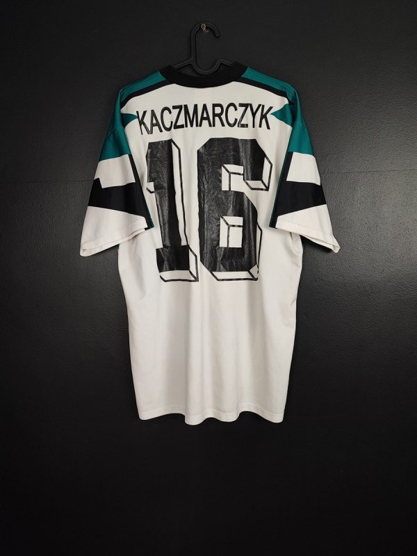 Koszulka piłkarska Groclin Dyskobolia 2003/04 Home Erima Rafał Kaczmarczyk #16 [XL] Match Issue