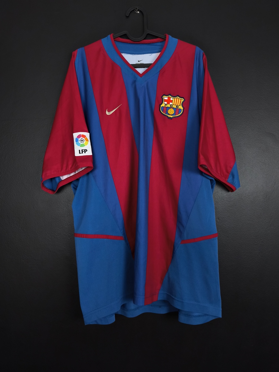 ウェア 2002-03 FC BARCELONA NIKE GAME SHIRTS FC Koszulka piłkarska FC Barcelona 2002/03 Home Nike [XL
