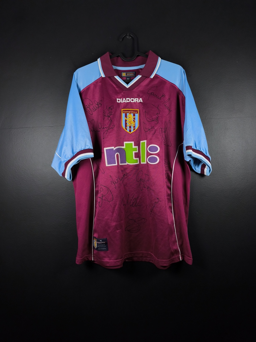 Aston Villa 2000/01 Home Football Shirt Diadora Signed